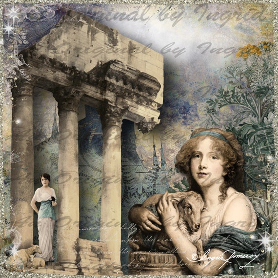 Monument of Beauty Digital Collage Greeting Card (Suitable for Framing)
