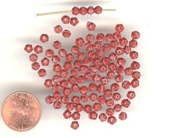 100 Vintage Brick Rough Cut 3mm Glass Beads No.218
