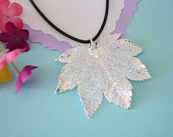 Real Full Moon Maple Leaf, Real Silver Leaf, Maple Leaf Necklace, Sterling Silver, LL143