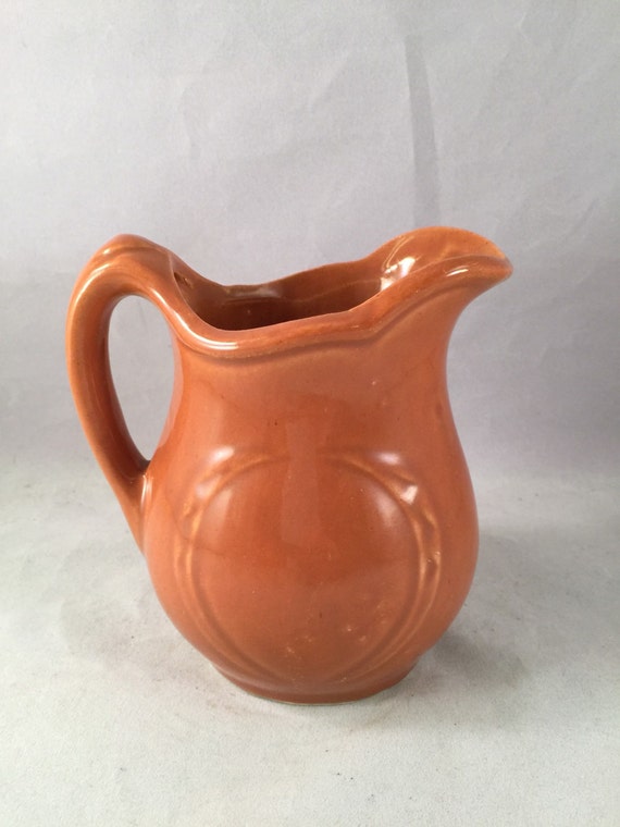 Vintage Caramel Brown Pottery Milk Pitcher Cream Pitcher
