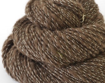 Handspun Yarn - Yak Dawn and Silk Yarn - Russian Spindle Spun Yarn - 1oz, 215yd, 17WPI