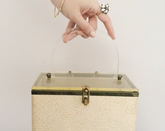 Lucite Purse - Italian Designer Jana Straw Clear Top AS IS