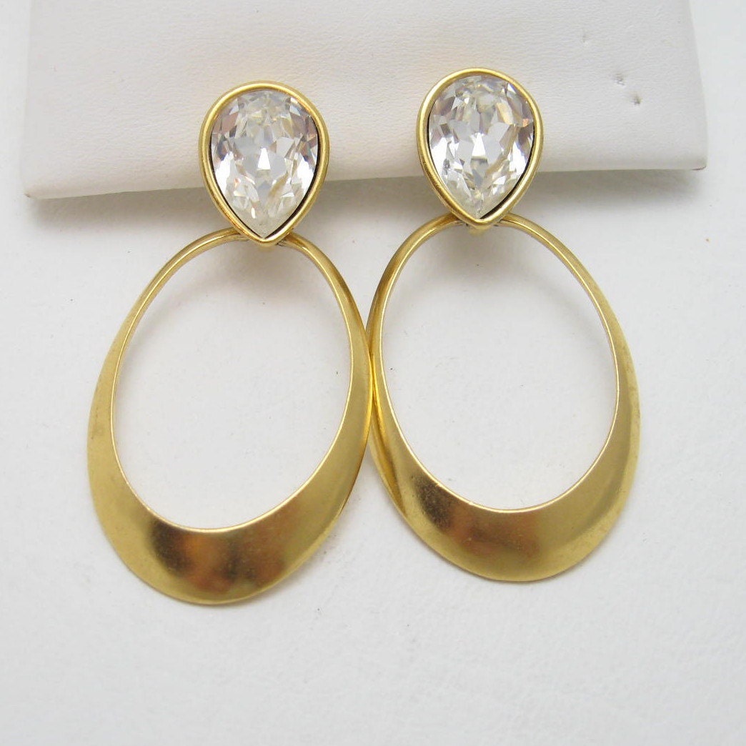 YSL Long Hoop Earrings Haute Couture Jewelry by PurpleDaisyJewelry