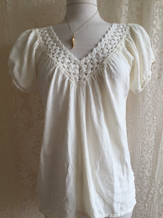 On Hold for Amaal 1970s Gauze Peasant Blouse Boho Hippie