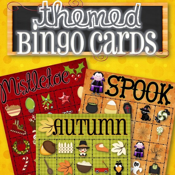 Items similar to 30 Laminated Themed Bingo Cards Printed Version on Etsy