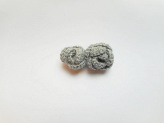 Double Rose Barrette Clip in Grey.