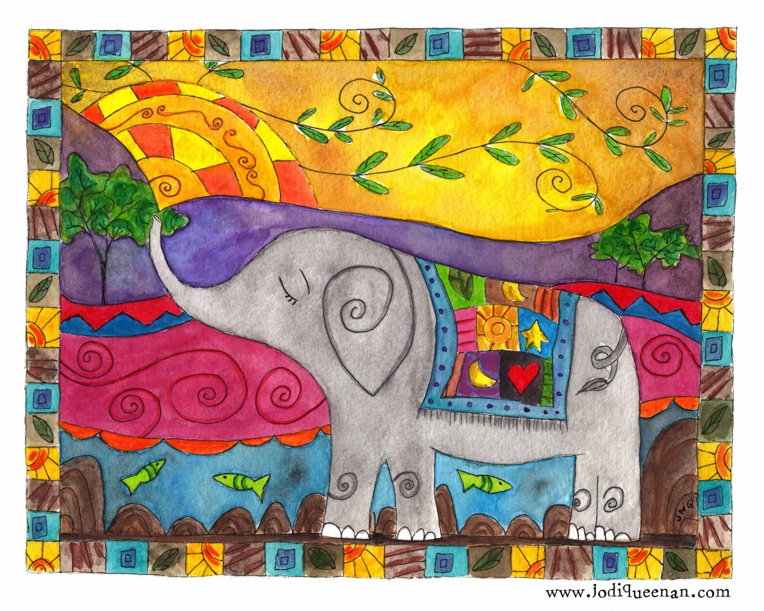 Folk Art Elephant Animal