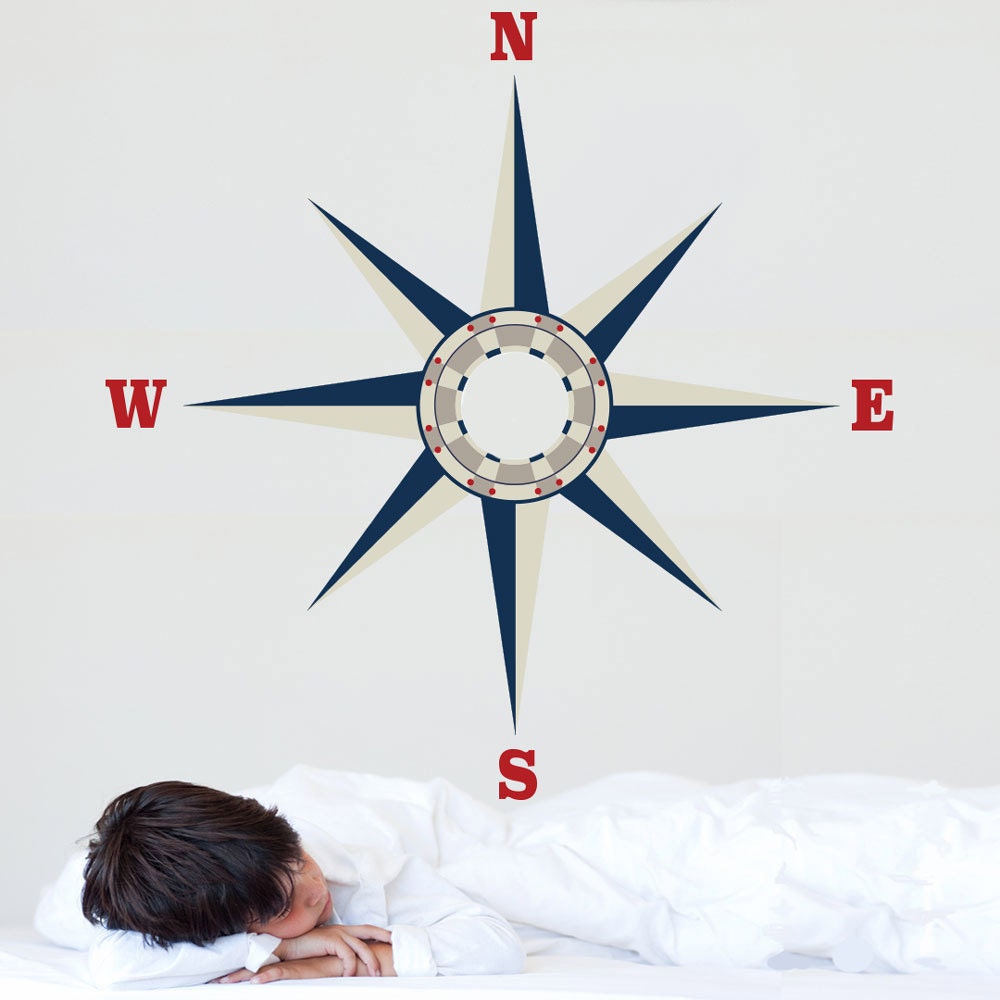 Nautical Compass Wall Decal Removable And By Walldressedup On Etsy