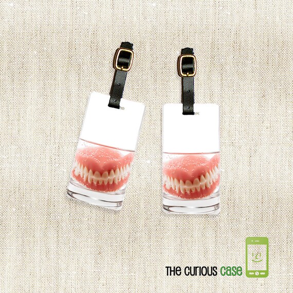 Personalized Luggage Tags Funny Dentures Fake by CuriousCaseGifts