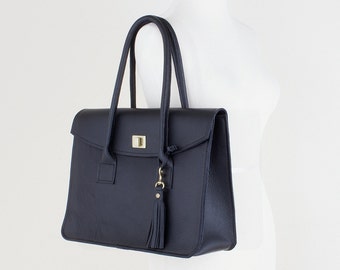 Leather Top Handle Tote, Women's Leather Briefcase, Leather Laptop Shoulder Bag, Women's Work Bag, Leather Attache, Leather Laptop Satchel