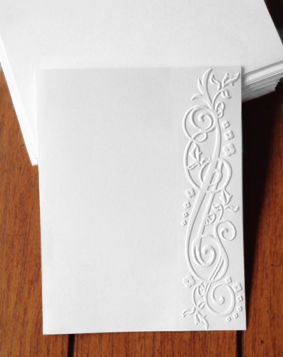 Border Embossed Cards / Set of 12 / Card Stock / A2 Envelopes