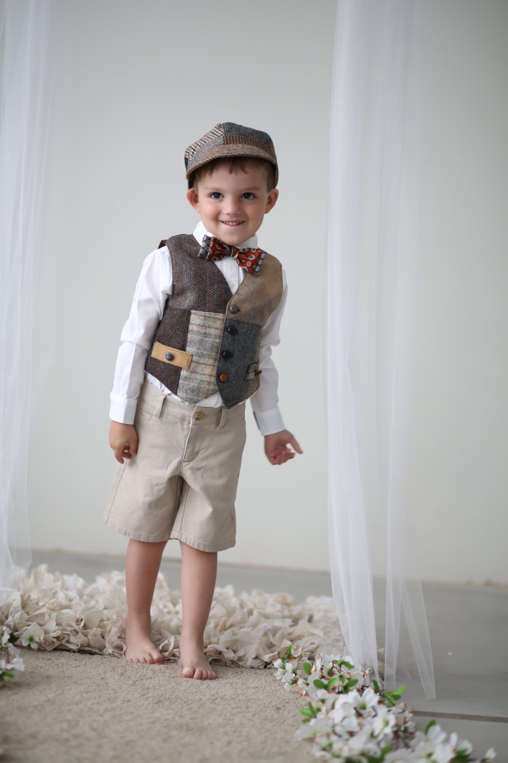 Boys Bohemian wedding vest Little boys vest vintage look