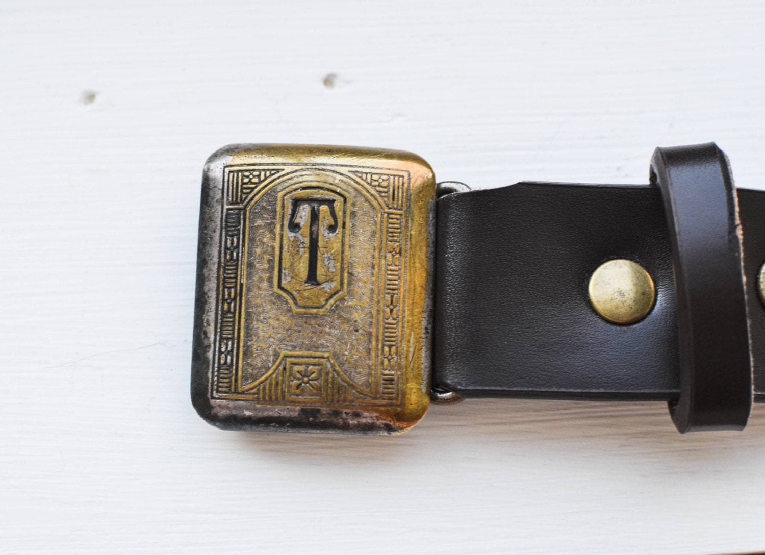 Vintage Art Deco Initial Belt Buckle, Higkok Belt, T Initial Belt ...