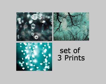 SALE, Teal Wall Art, Set of 3 prints, Blue, Boy Nursery Decor, Teal & Black, Fine Art Photography, Save 50%