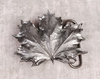 Maple Leaf Belt Buckle - Maple Leaf Buckle - Leaf Buckle - Pewter Belt Buckle - Silver Belt Buckle
