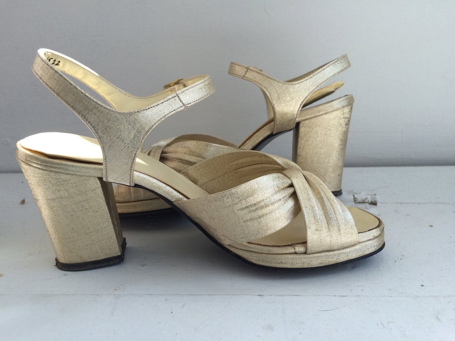 Gold Platform Sandals Disco Heels Shoes Open Toe Summer
