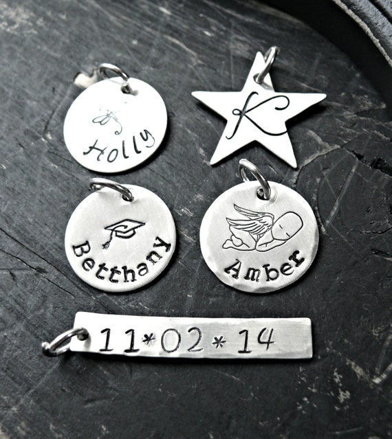 Hand Stamped Charms Personalized Charms Single Charm