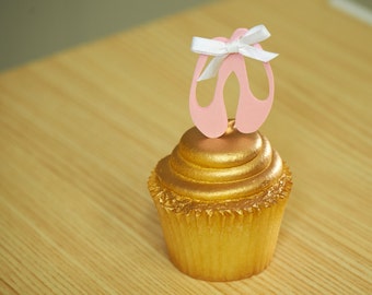 Ballerina Cupcake Toppers. Handcrafted in 2-3 Business Days. Ballerina Party Decorations. Ballet Slippers 12CT.