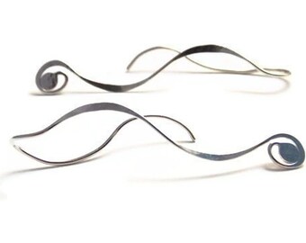 Sterling Silver Earrings Sterling Earrings Silver Earrings Zen Jewelry Spiral Earrings Long Earrings Dangle Earrings Minimalist Earrings