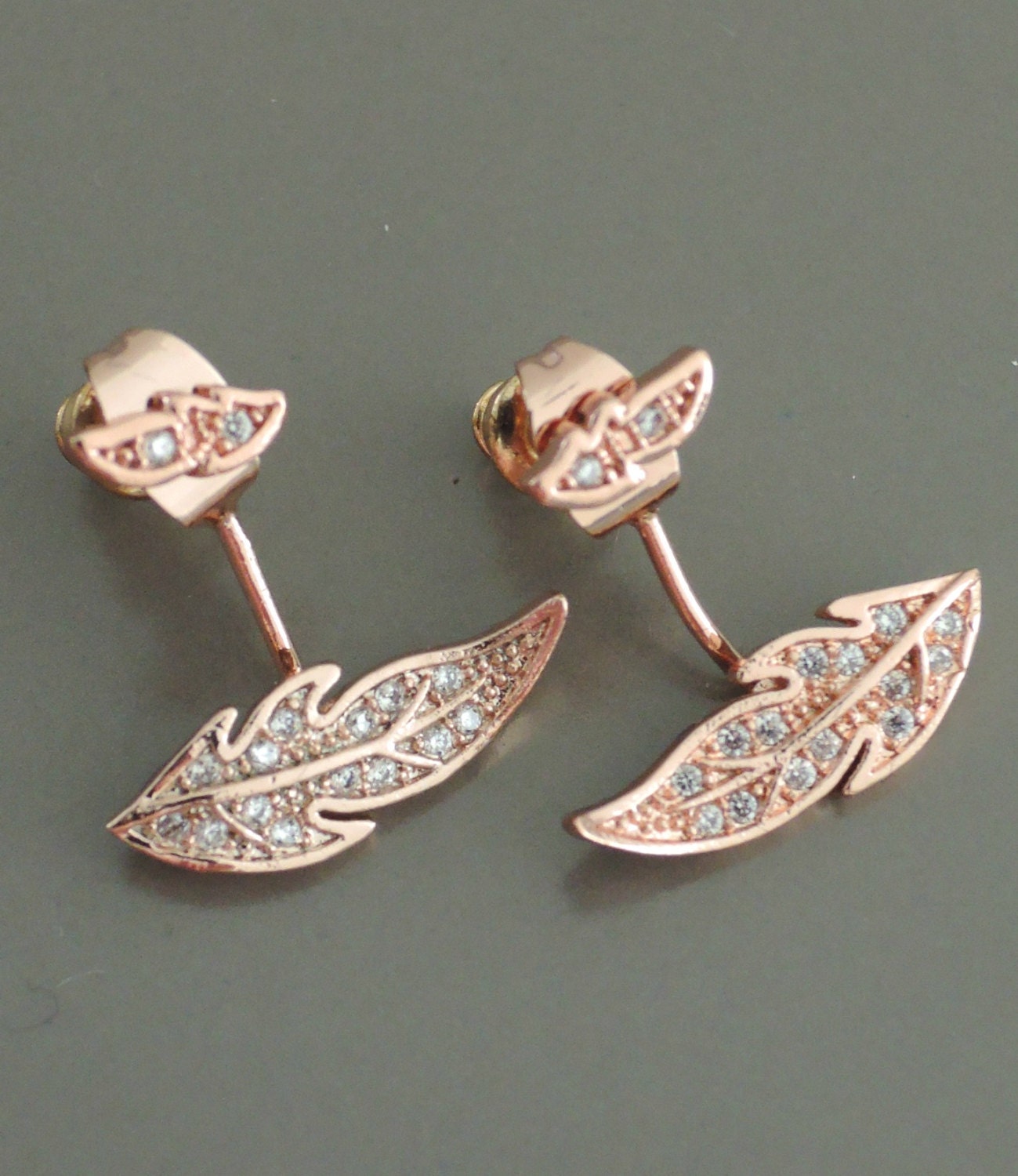 Ear Jackets Jacket Earrings Pave Earrings Rose Gold