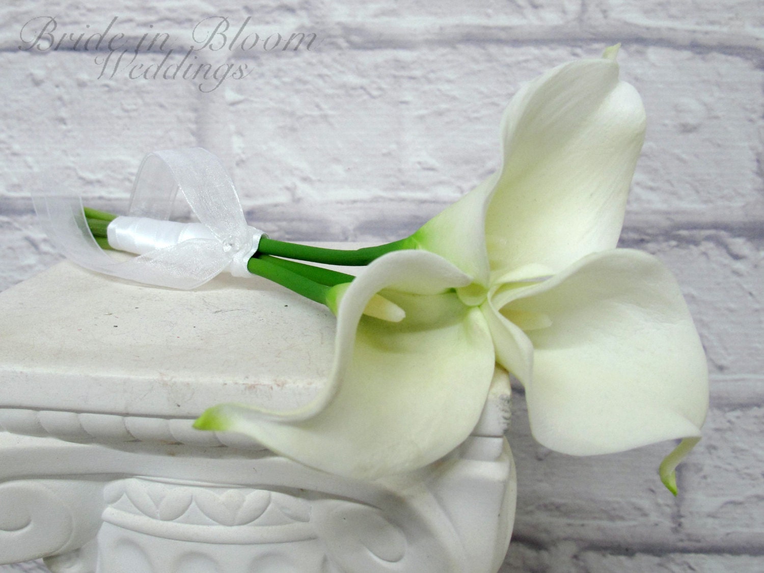 Flower girl Calla lily Wedding bouquet white real touch mini
