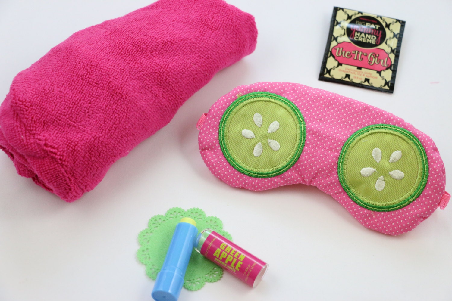 Funny Sleep Mask Spa Eye Mask with Cucumbers Pink Polka Dot