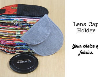 DSLR Camera Lens Cap Pocket - Choose Size and Custom Fabrics - Made to Order