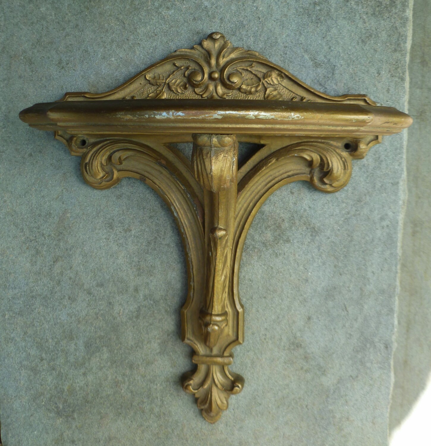 Wall Shelf Bracket. Carved Wood Antique Gold by MoonstruckCottage