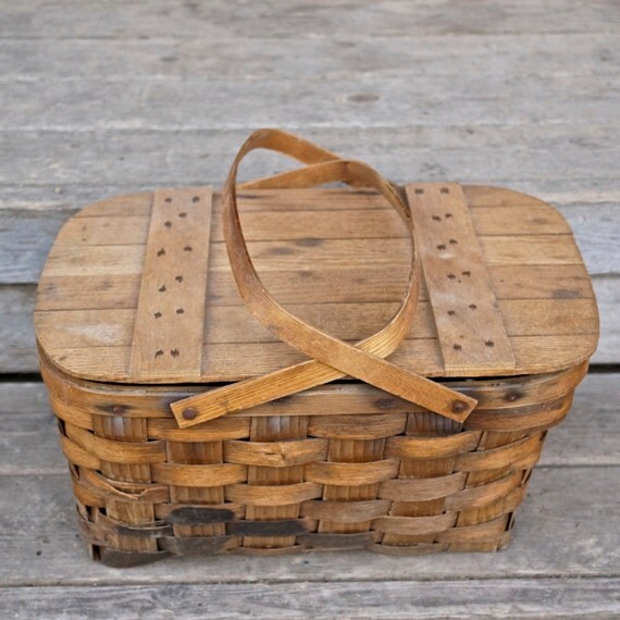 Vintage Vermont Lunch Basket handmade basket antique