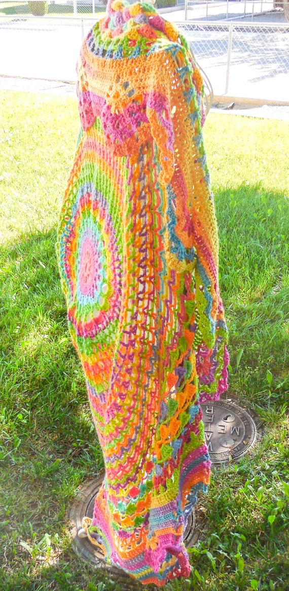 Crochet Bohemian Vest Long Boho Hippie Vest by ArtistBeeBee