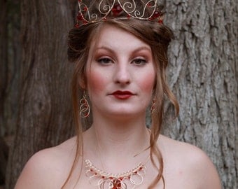 Queen of hearts inspired gold and red wire tiara- The Red Queen Ornate