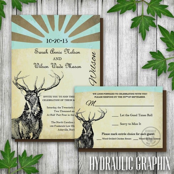 Rustic Wedding Invitation, Woodland Wedding Invite Printable, Deer Invitation for husband, Camo Theme, Wildlife Camouflage Wedding Theme Il_570xn