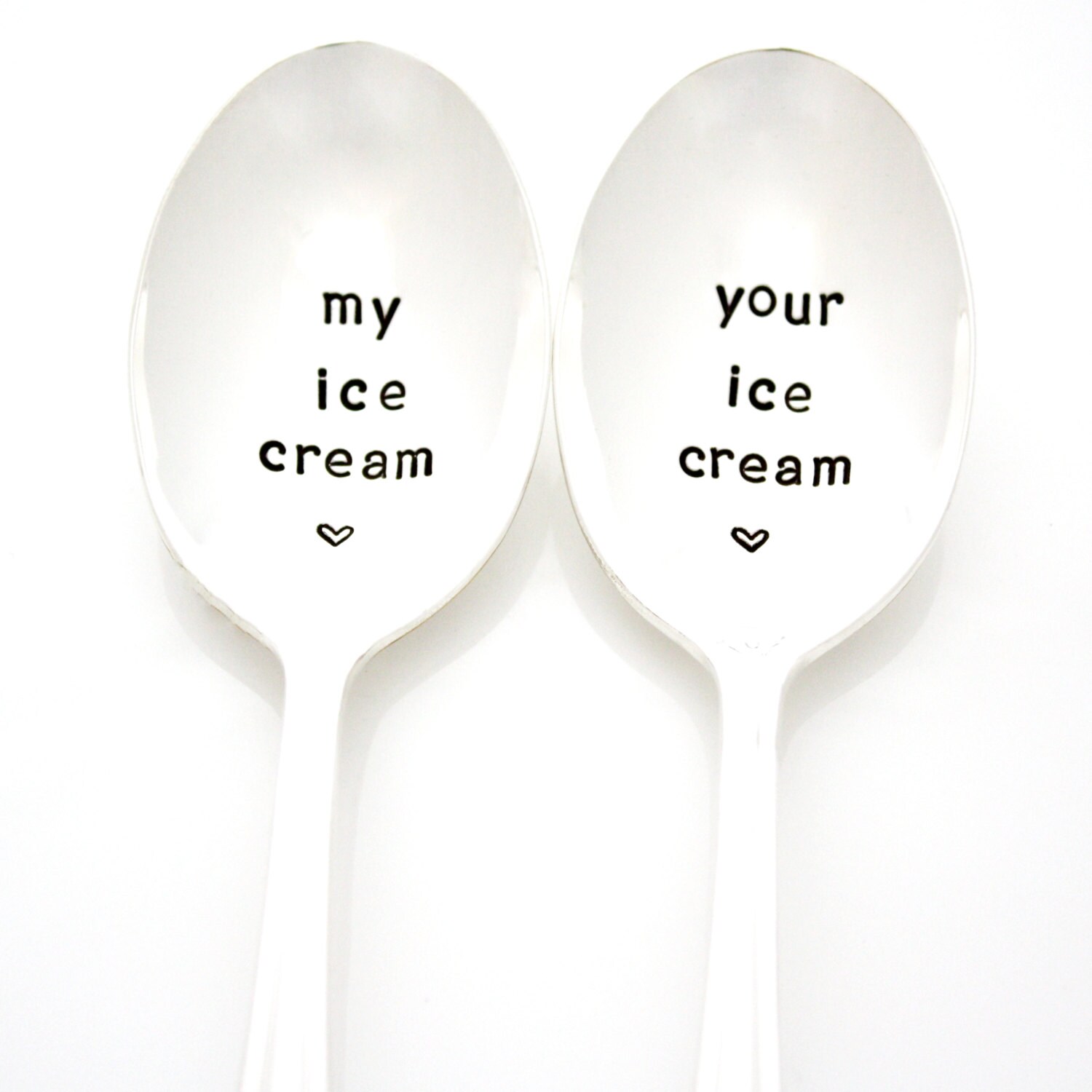 My Ice Cream Your Ice Cream spoons. Hand stamped spoons for a