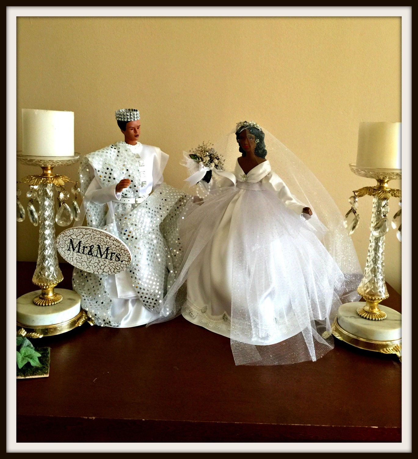 Wedding Dolls African American Cake Table Decoration Black