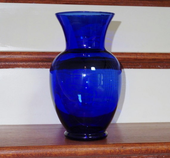 11 COBALT BLUE CRYSTAL Vase Urn Large Heavy 11 Tall by GlassPalace