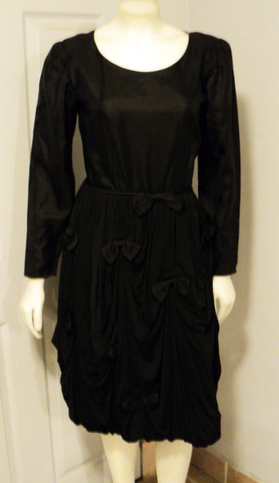 Black Poof Dress With Bows by SHOPLESVINTAGE on Etsy