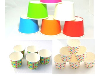 80- 8 oz Party Cups, 8 Colors! Ice Cream Cups Snack Cups Cupcake cups Fruit Cups Candy Cups Tough and Sturdy Cold Cups Hot Cups Paper Cups.