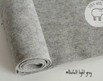 Pure wool felt fabric, Light grey felt roll of 20cm x 91cm (9" x 36" ), 1- 1.5mm, strips of 1 yard - Ships from Ireland