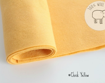 Wool felt roll, wool felt fabric in Chick Yellow, pure wool felt band 20cm by 91cm (9" x 36"), 1 - 1,5mm - Ships from Ireland