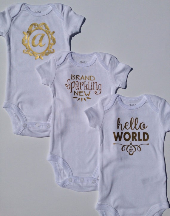 Newborn Onesie Set, Summer onesie, Gold Body Suit, Baby Shower Gift ...