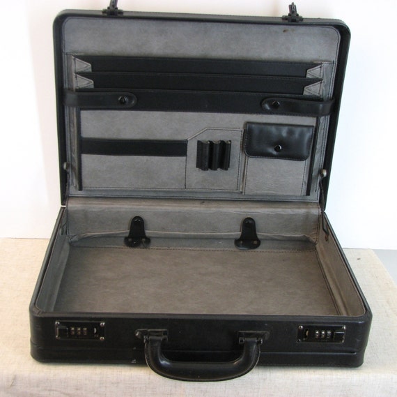 L.A. Brief Briefcase Mens Black Leather with by TheGlossedAndFound