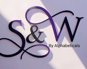 Wooden Letters Wall Letters Wooden Initials His and Hers Wooden Monogram Cursive Script Wooden Sign Wall Hanging Letters Alphabeticals
