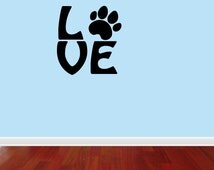 thumbnail interactive-video image 1 of Love Paw Print Dog Pet Wall Decal Vinyl Sticker – Oracal, Home Decor, Cat Dog Animal Quote 1 of 5