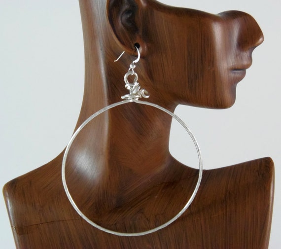 Extra Large Sterling Silver Hoop Earrings Long by DesignsByJuneBug