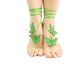 Butterfly Barefoot sandal (12 Color options ) Green, Bridesmaid Jewelry, Wedding Sandles, Bridal Sandals, Grass Green, Genuine Leather