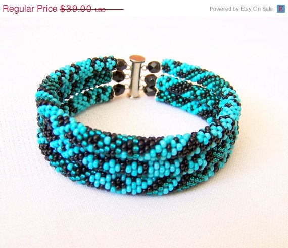 SUMMER SALE Beadwork 3 Strand Bead Crochet Rope by lutita on Etsy