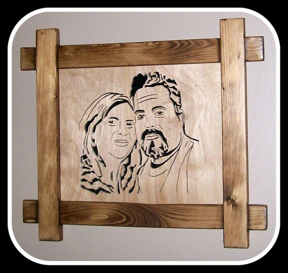 Scroll Saw Portrait Wood Portrait Couples Portrait Portrait
