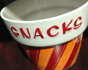 Snack Jar - Treat Jar - Kids Snacks - Popcorn Bowl - Doggie Treats - Snack Container - Desserts Dish - Ceramic Snack - Christmas Goodies