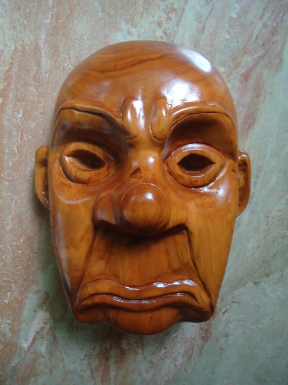 Joker Mask wood carving Wood Joker Mask Hand by OsborneArtwork