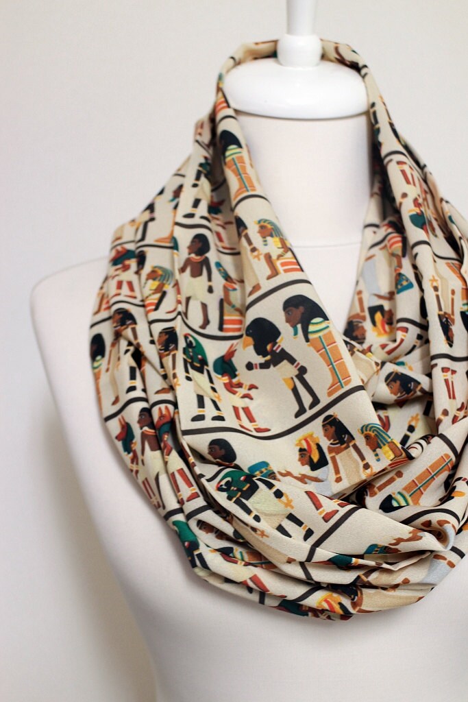 Antique Egyptian Pattern Infinity scarf Circle scarf Loop